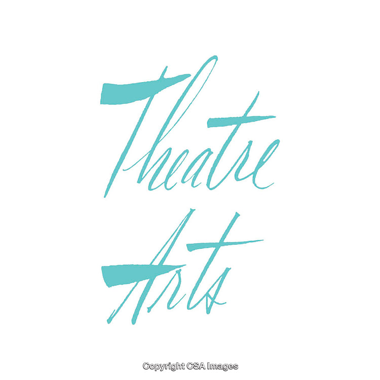 Elegant Handwritten Typography in Teal Displaying Theatre Arts Concept