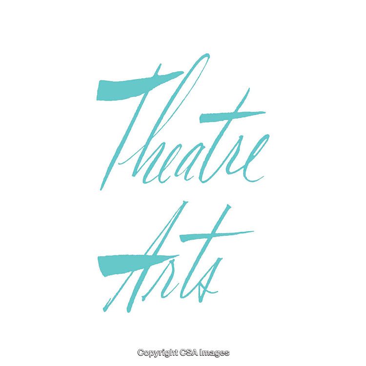 Elegant Handwritten Typography in Teal Displaying Theatre Arts Concept
