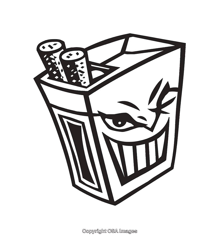 Cartoonish Black and White Smirking Box Illustration with Intriguing Expression