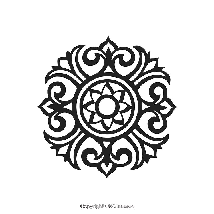 Intricate Black and White Decorative Ornament Design