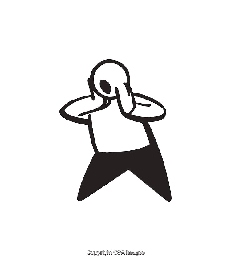 Black And White Line Art Illustration of a Distinctive Abstract Figure