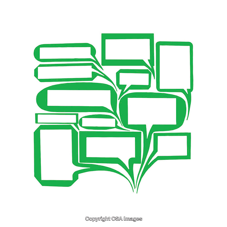 Green Speech Bubbles On White Background Representing Communication Concepts