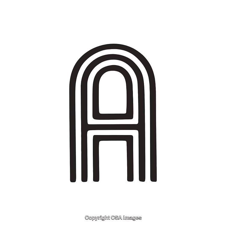Stylized Outline Representation of the Letter A in Black and White