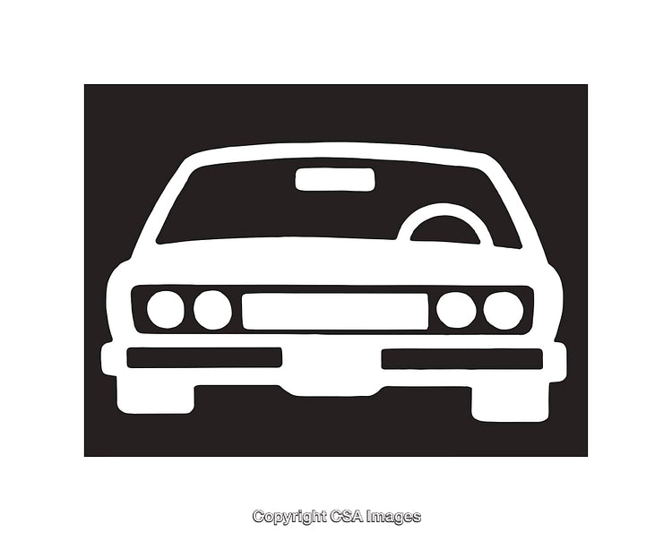 Front View Illustration Of Car In Black And White Line Art Style
