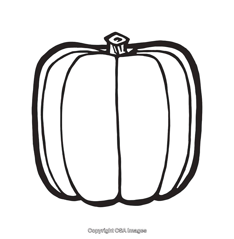 Black and White Line Art Illustration of a Pumpkin