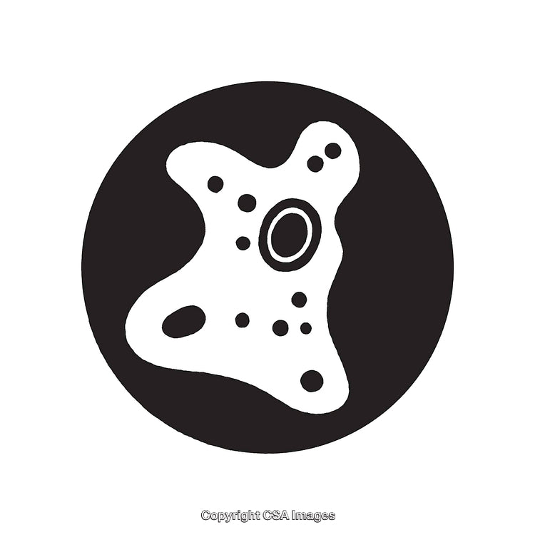 Black and White Amoeba Icon in Circle Design for Scientific Representation
