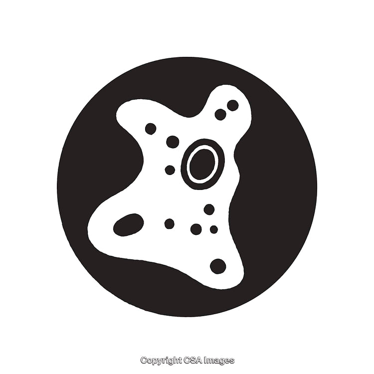 Black and White Amoeba Icon in Circle Design for Scientific Representation