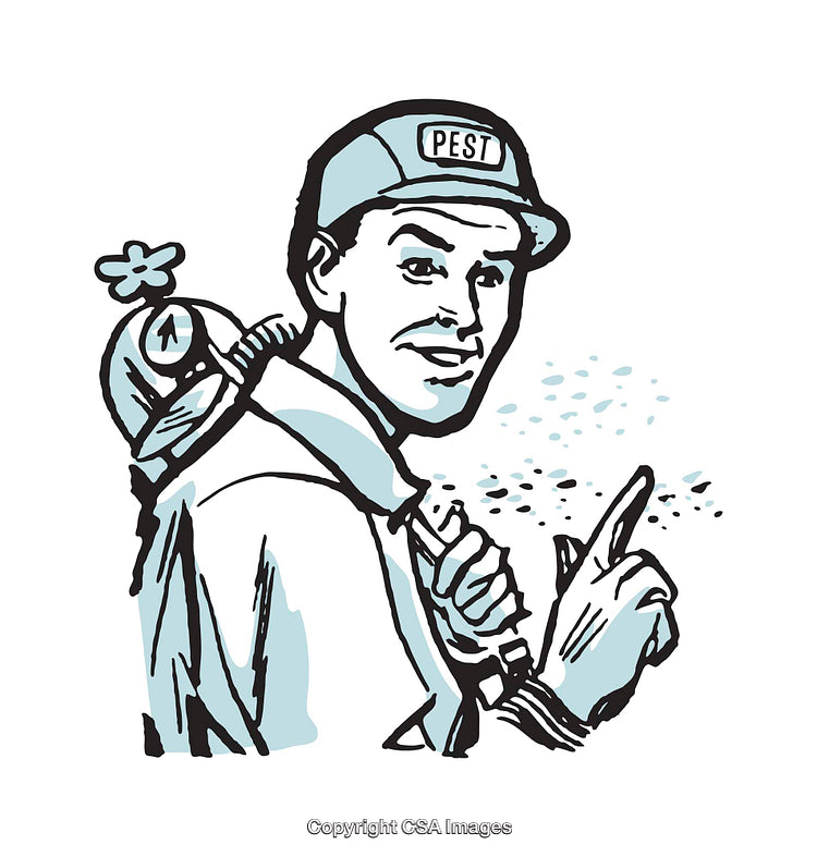 Retro-Style Illustration of a Pest Control Worker in Action