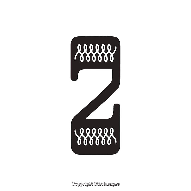 Stylized Black Number Two with Abstract Embellishments