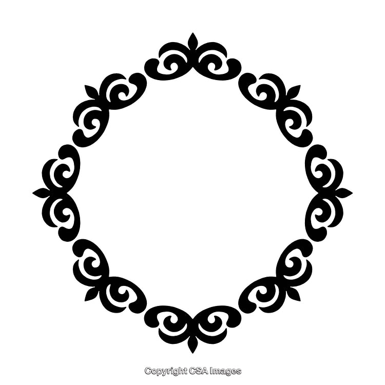 Elegant Black Ornament Decorative Border on White Background