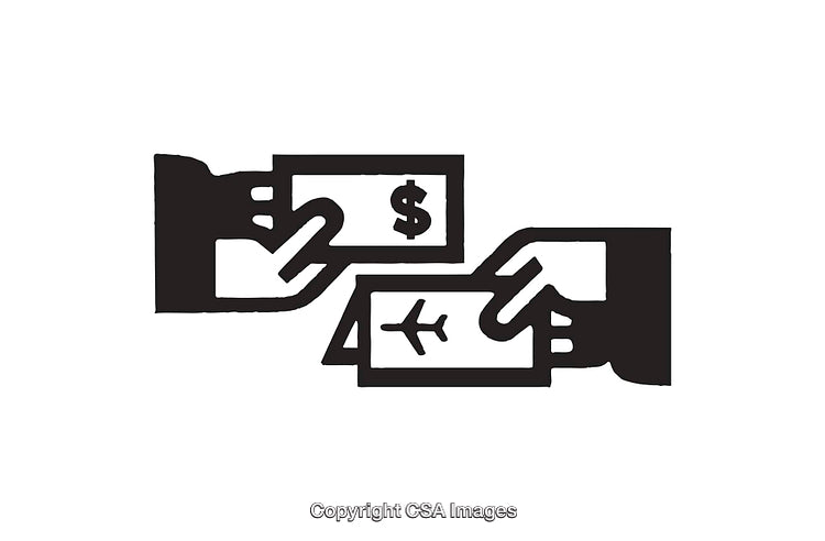 Black and White Icon of Payment and Ticket Exchange
