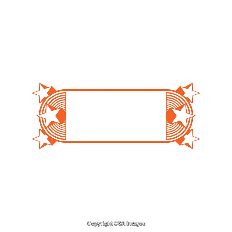 Decorative Orange Frame Design with Stars and Geometric Patterns