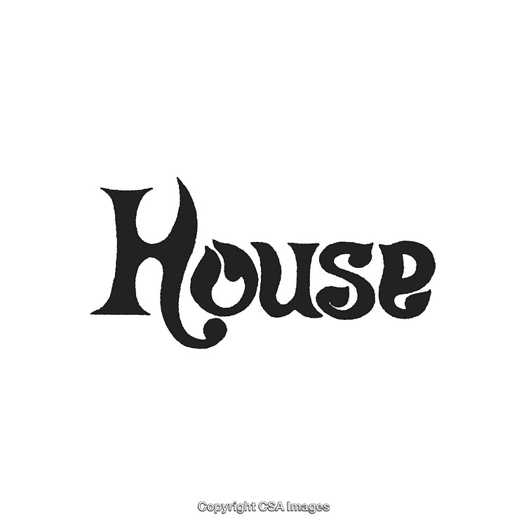 Stylized Black Text Depicting the Word House on a White Background