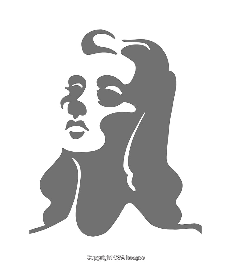 Stylized Monochrome Icon of a Female Silhouette in Artistic Design
