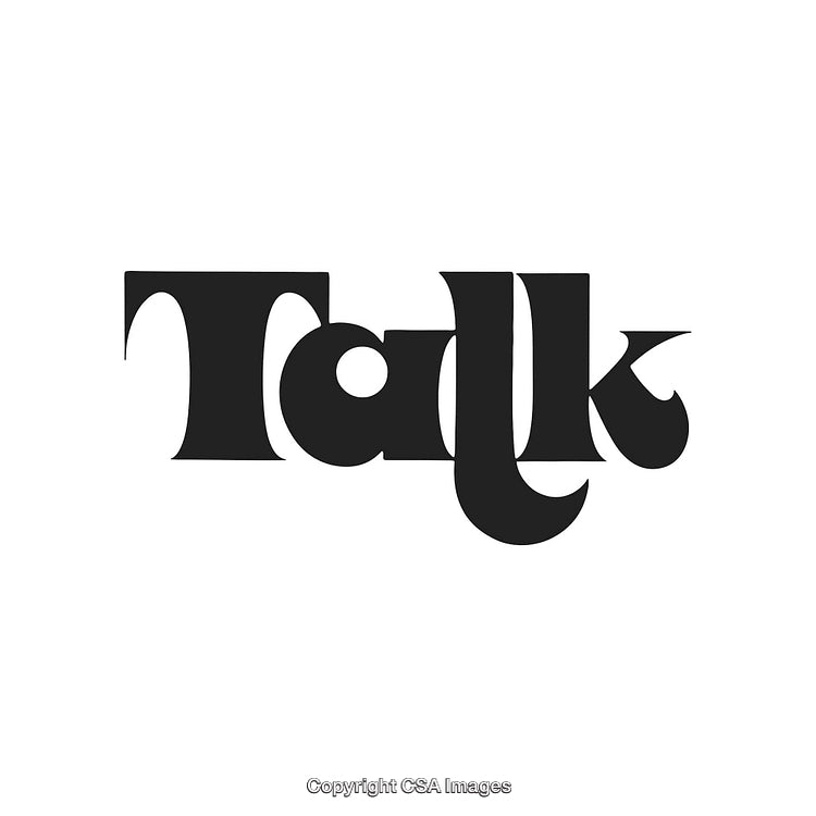 Stylish Black and White Typography Featuring the Word 'Talk' in Bold Font