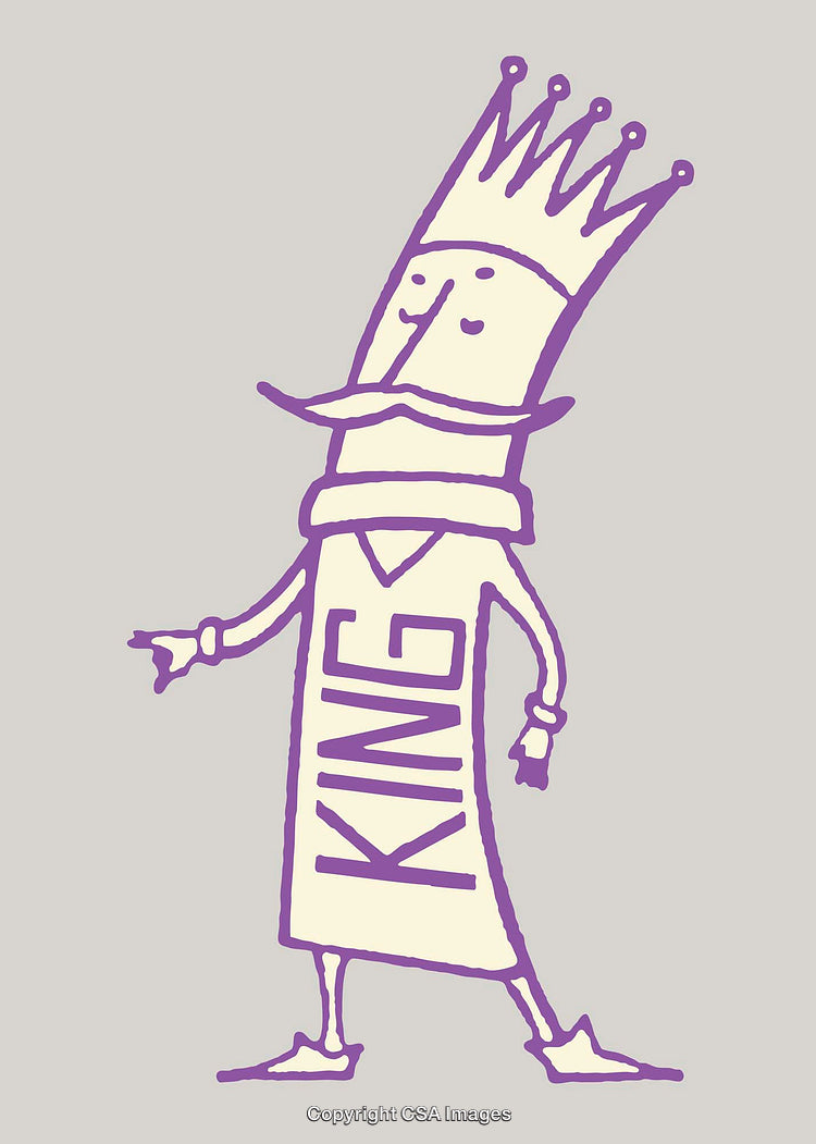 Purple Line Art Illustration of a King Wearing a Crown and Coat