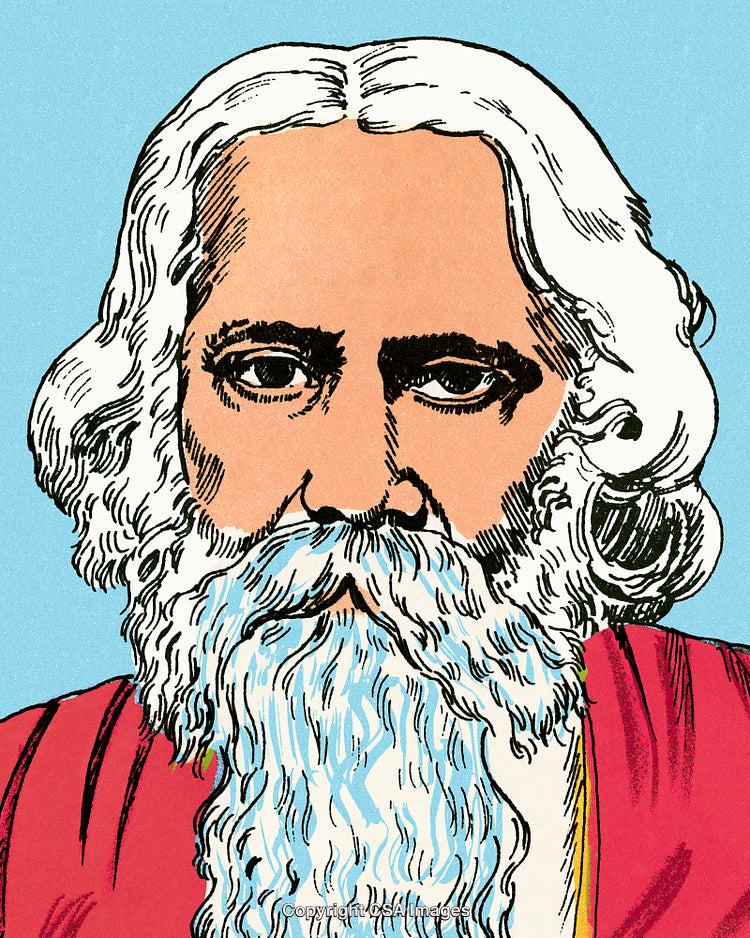 Artistic Portrait of a Bearded Man in Colorful Ink Illustration Style