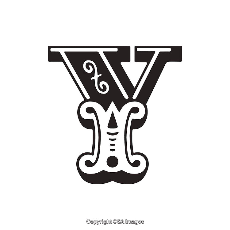 Intricate Monochrome Artwork Depicting the Letter Y in a Stylized Design