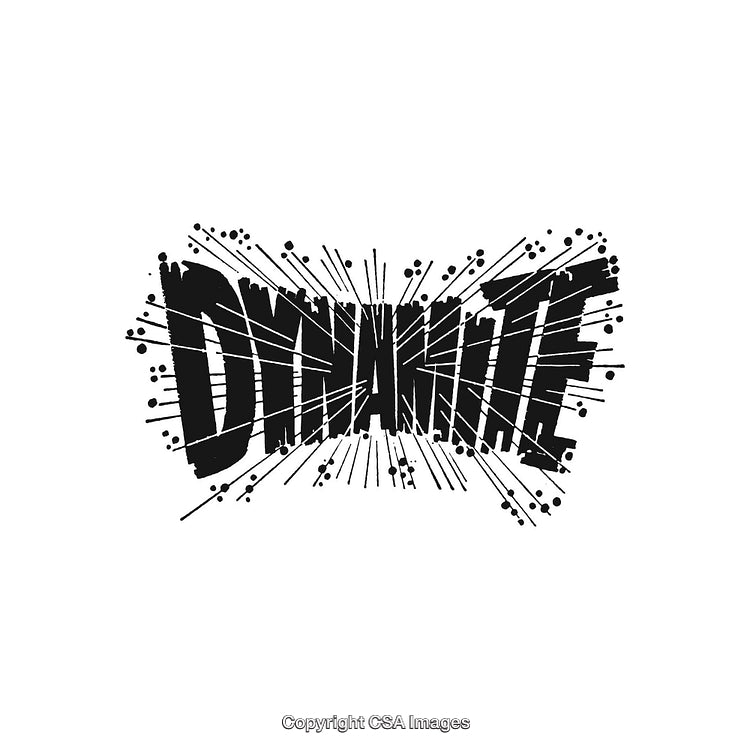 Dynamic Hand-Drawn Dynamite Explosion Typography Design on White Background
