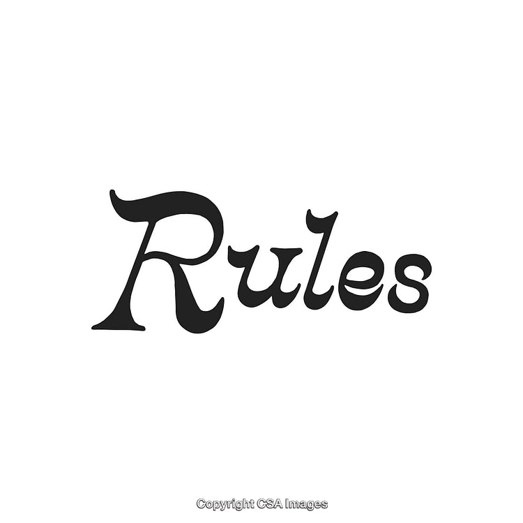 Artistic Typography of the Word 'Rules' in a Decorative Style