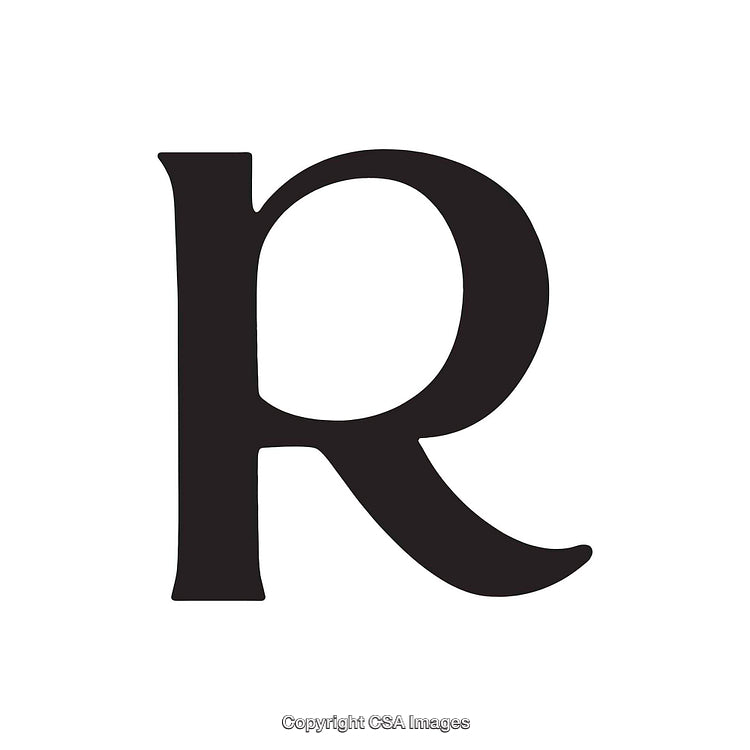 Stylized Black Letter R on White Background