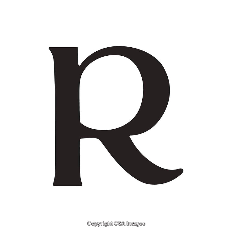 Stylized Black Letter R on White Background