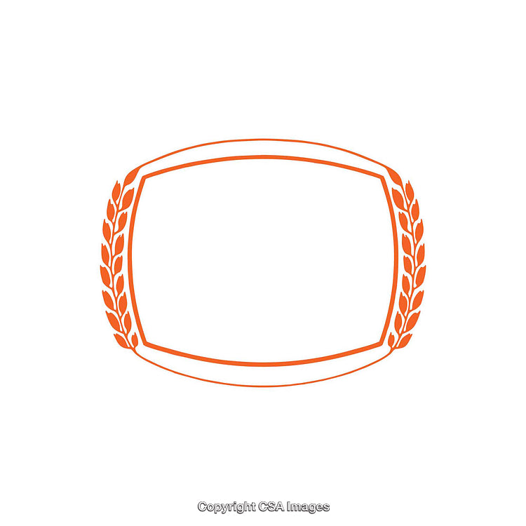 Elegant Empty Badge Frame with Wheat Decorative Elements in Orange Color