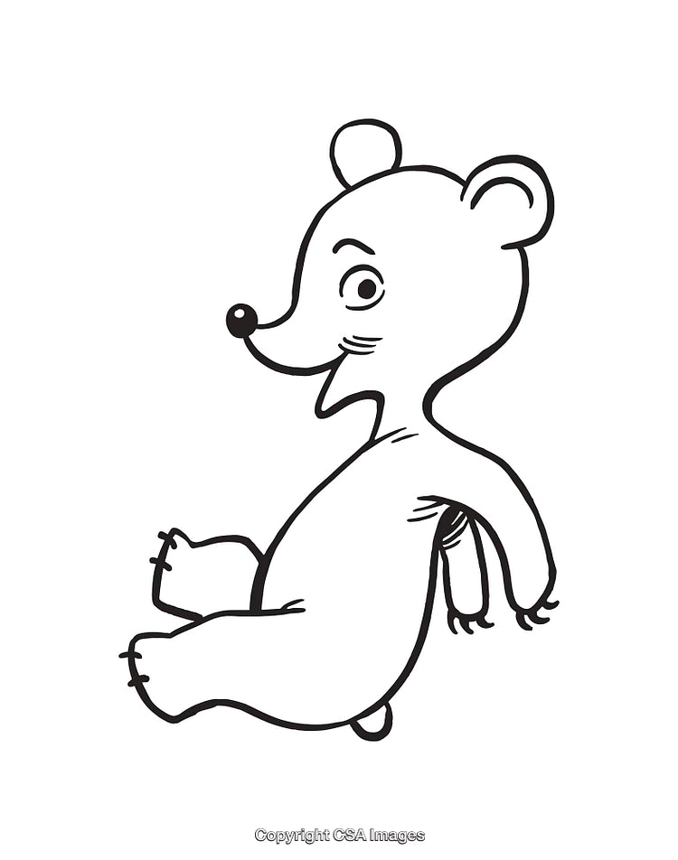 Cartoon Bear Line Art Illustration in Minimalistic Black and White Style