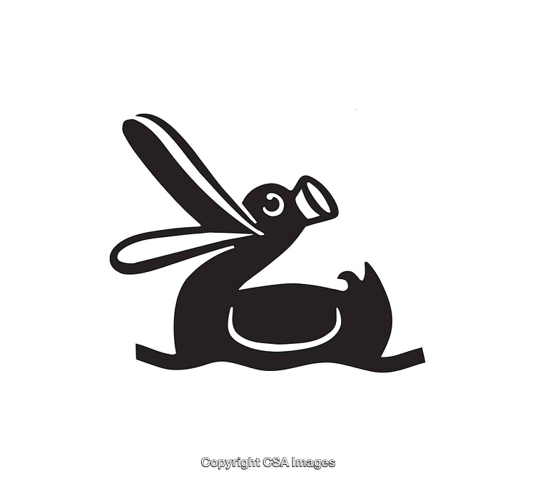 Stylized Black and White Line Art Depiction of a Rabbit-Duck Optical Illusion