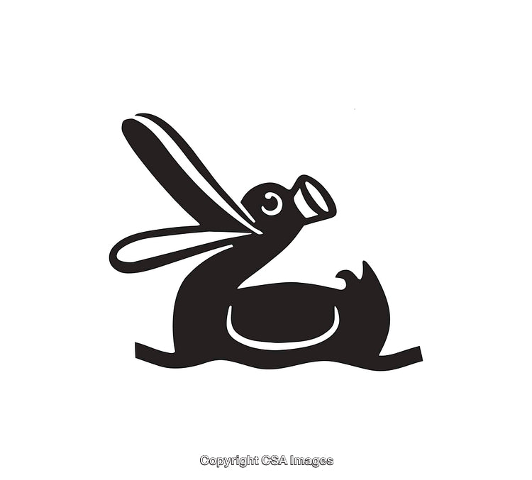 Stylized Black and White Line Art Depiction of a Rabbit-Duck Optical Illusion