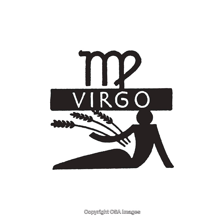 Black and White Virgo Zodiac Symbol with Stylized Design Elements