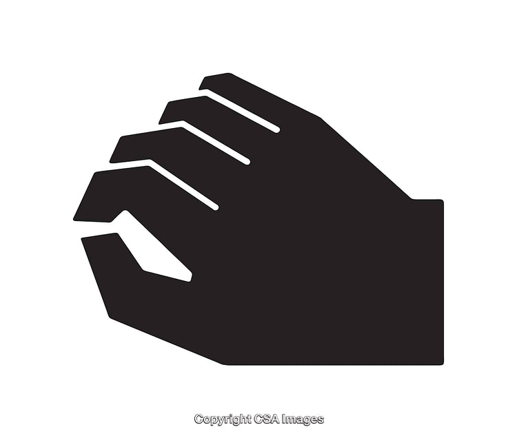Minimalist Black and White Icon of a Hand in a Claw Shape