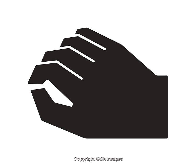 Minimalist Black and White Icon of a Hand in a Claw Shape