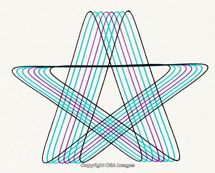 Geometric Star With Abstract Line Patterns in Vibrant Colors