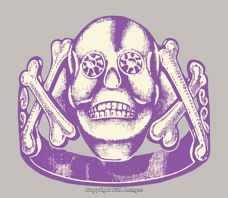 Vintage Style Skull and Crossbones Illustration with Artistic Details