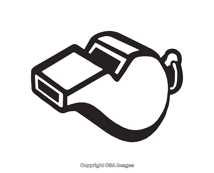 Black and White Line Art Illustration of a Whistle