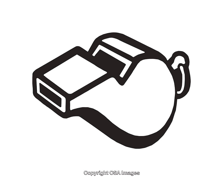 Black and White Line Art Illustration of a Whistle
