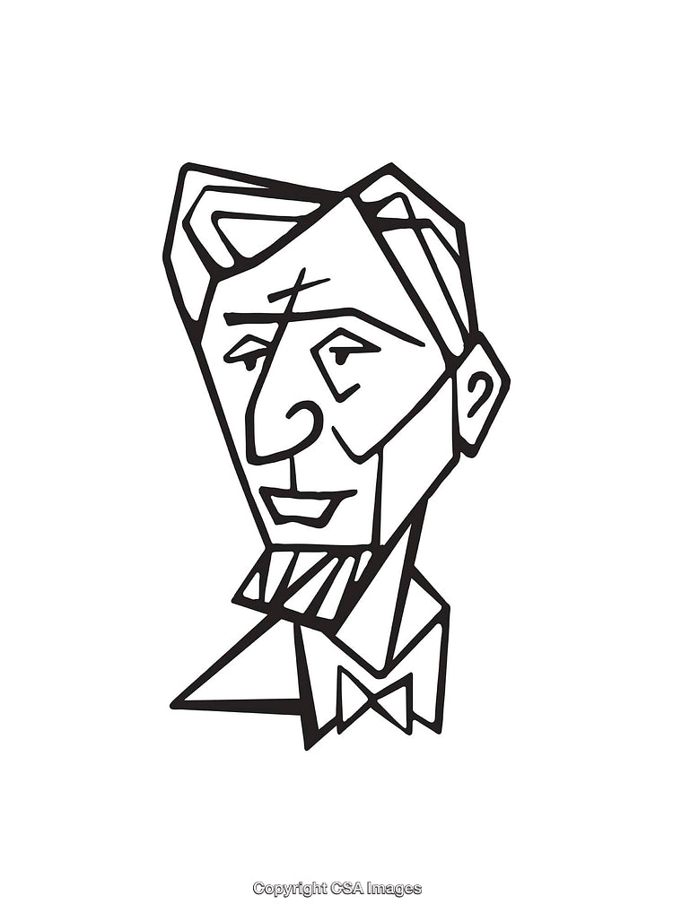 Abstract Line Art Illustration of a Man in Black and White Style