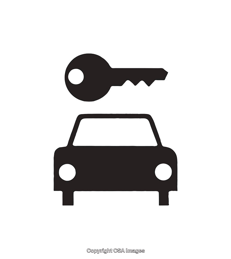 Black Silhouette Car Key and Vehicle Icon Design on White Background