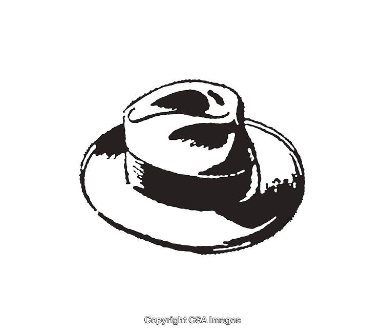 Classic Fedora Hat Black and White Line Art Illustration