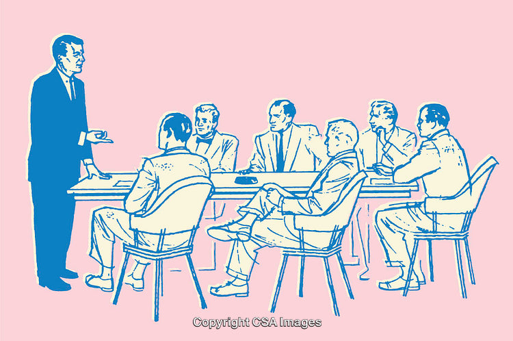 Business Meeting Illustration of Professionals Engaged in a Discussion