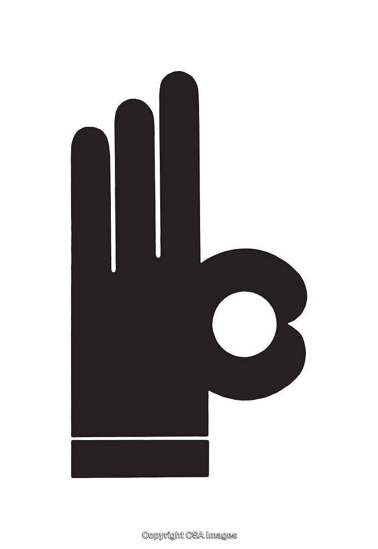 Minimalist Black and White Hand Symbol Depicting Three Raised Fingers