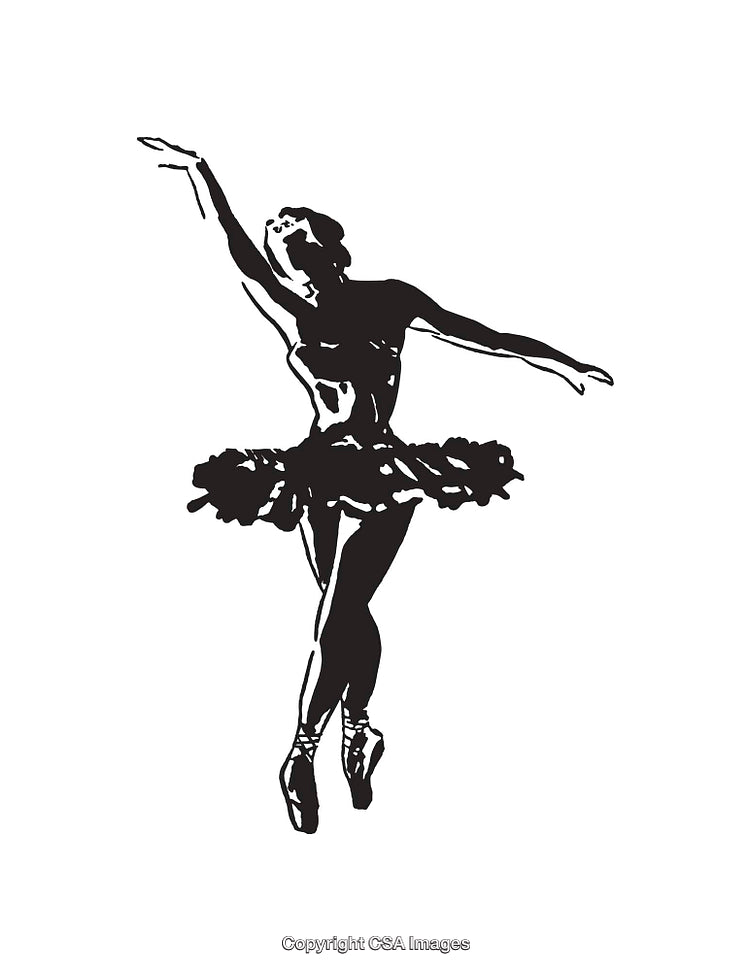 Elegant Black and White Silhouette of a Graceful Ballet Dancer