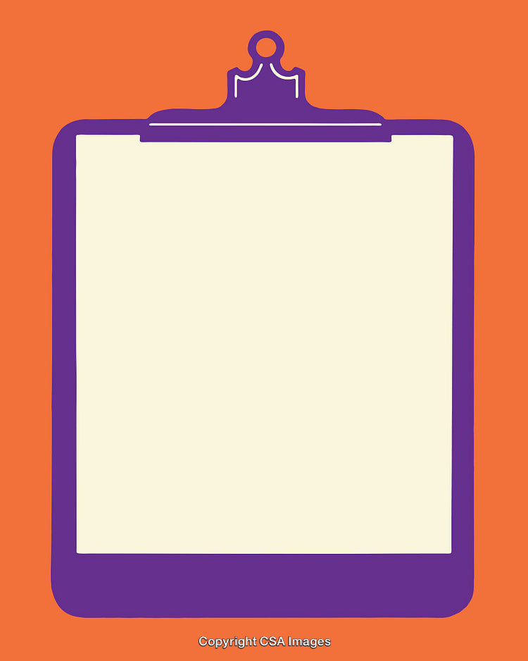 Colorful Illustration of a Clipboard with Blank Sheet on an Orange Background