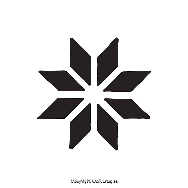 Black and White Eight-Pointed Star Symbol with Geometric Design