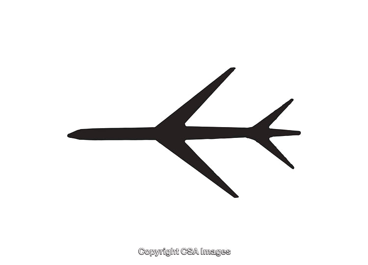 Silhouette of an Airplane in Minimalist Black Style