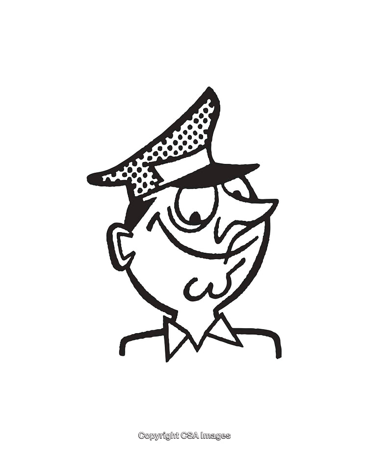 Vintage Black And White Illustration of a Smiling Cartoon Character