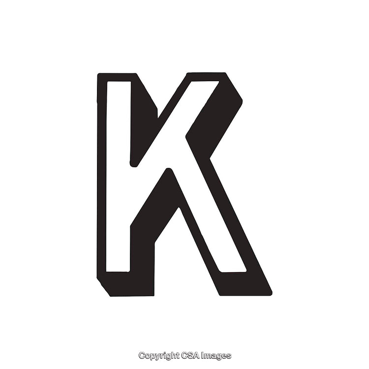 Bold Black Letter K On White Background Display