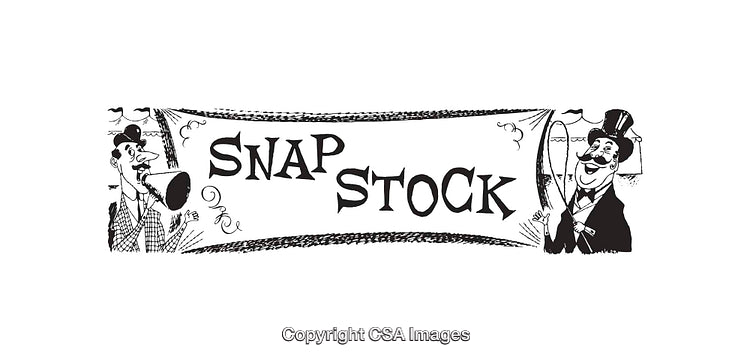 Vintage Black and White Line Art with Cheerful Characters and Banner Design