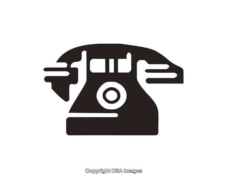 Black and White Iconic Vintage Telephone Handset Illustration